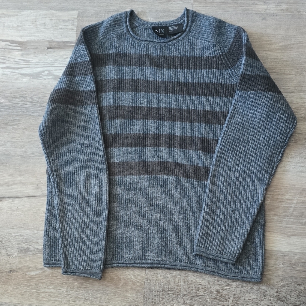 Men's Gray Striped Sweater